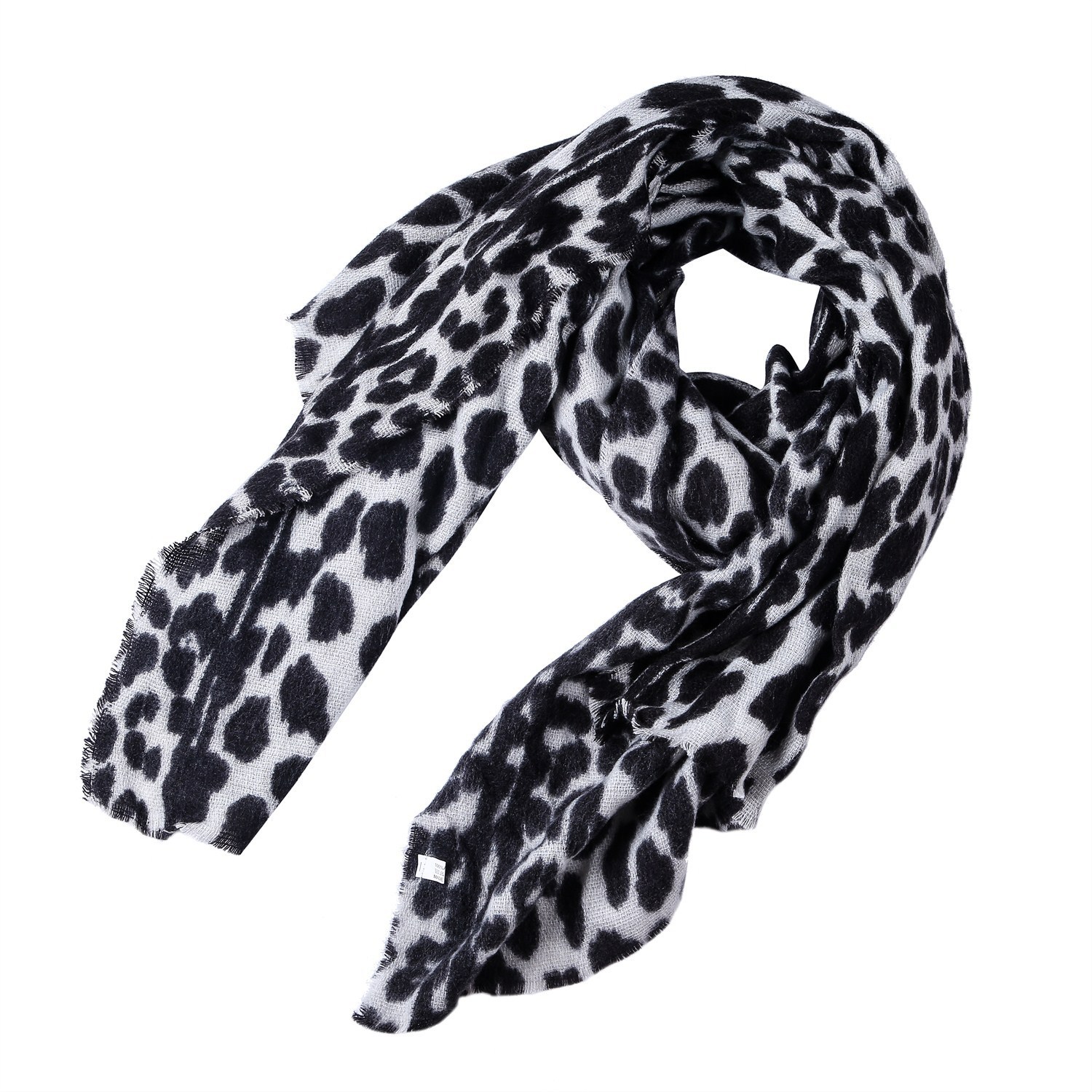 Leopard Print Scarf Black