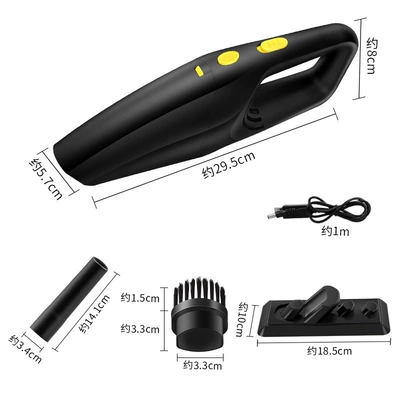 Handheld Car Vacuum Cleaner, High-Power Suction, Wireless Mini Rechargeable Cleaner for Car and Home Use (Tozsoranlar) - sixth-generation-black-wired-model
