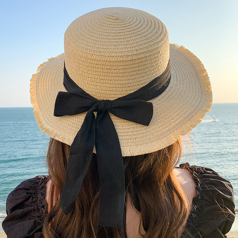 Women's Straw Beach Hat With Bow For Summer Holiday Style_voghion.com