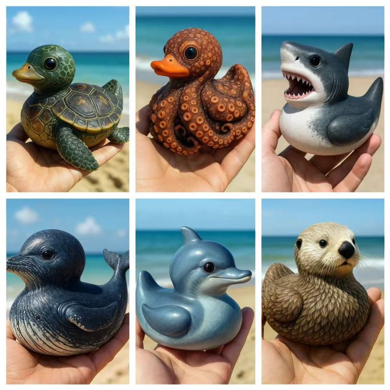 国境を越えた新しいSea creure Duck海洋動物アヒル樹脂工芸品置物家庭装飾|undefined