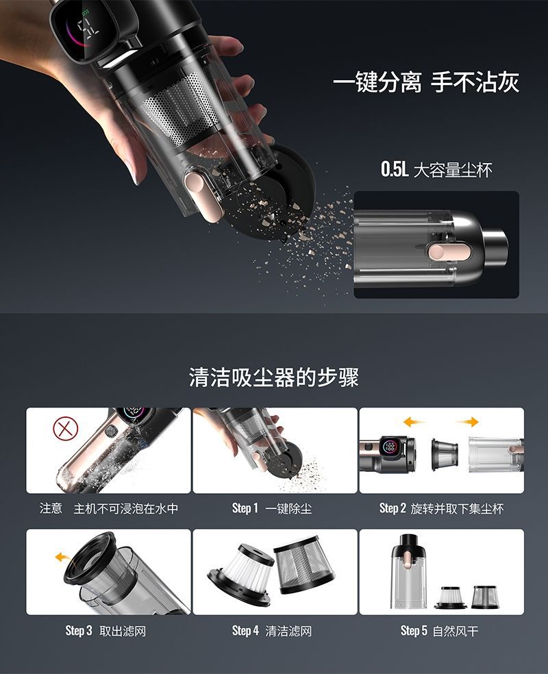 2025 New Car Vacuum Cleaner Super Powerful Suction Car Household Handheld Small Car Wireless Vacuum Cleaner