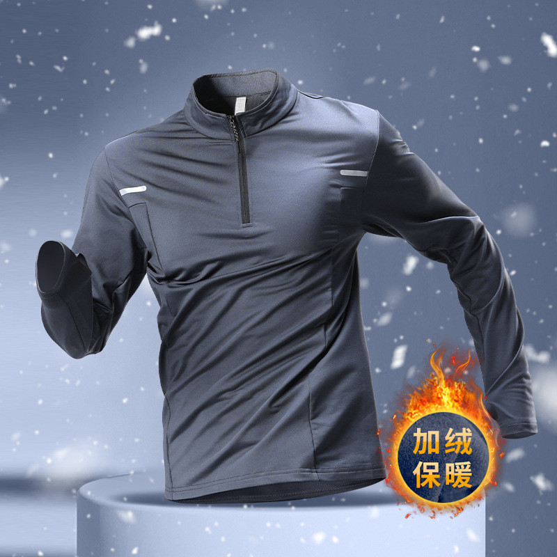 Comercio exterior músculo otoño y invierno nuevo hombre deportes ocio correr gimnasio entrenamiento cremallera suelta camiseta de manga larga