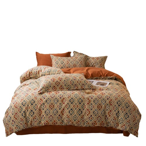 New 60-count thickened ins style cotton brushed four-piece set pure cotton autumn and winter warm quilt cover sheets and fitted sheets wholesale