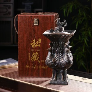 1.5kg Ceramic Four Feng with Gift Box Empty Wine Bottle Liquor Jar Household Flagon Sealed Gift Box Packaging
