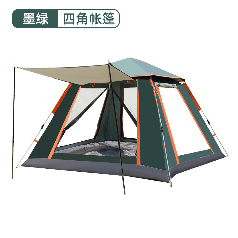 Tienda de campaña al aire libre 3-4 personas camping engrosada automática ultra-ligero equipo acampar al aire libre a prueba de lluvia playa carpa de cuatro lados