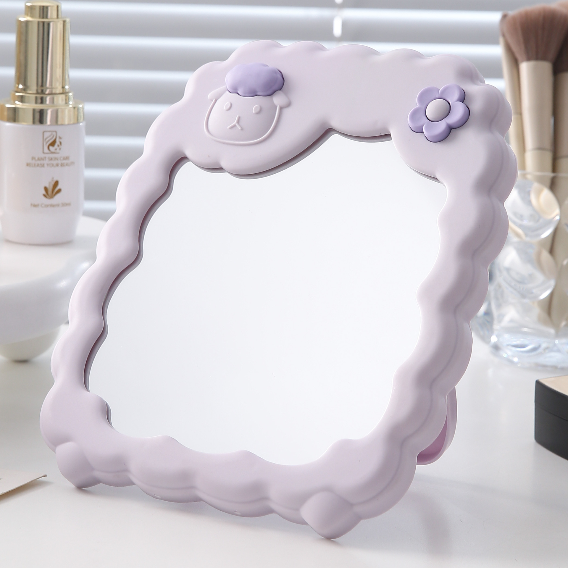 Espejo de maquillaje de dibujos animados lindo colgado en la pared espejo de vestir espejo plegable de escritorio espejo de princesa de maquillaje de estudiantes