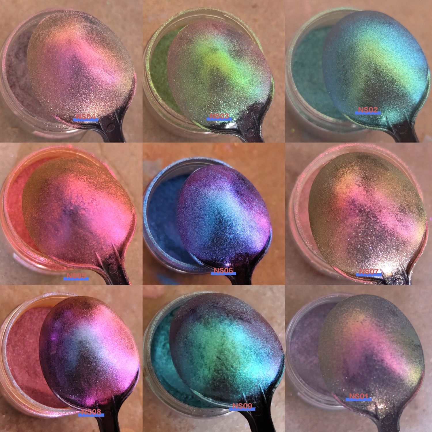 跨境新品高彩度金属变色龙珠光粉滴胶水彩火漆用珠光变色龙粉10g