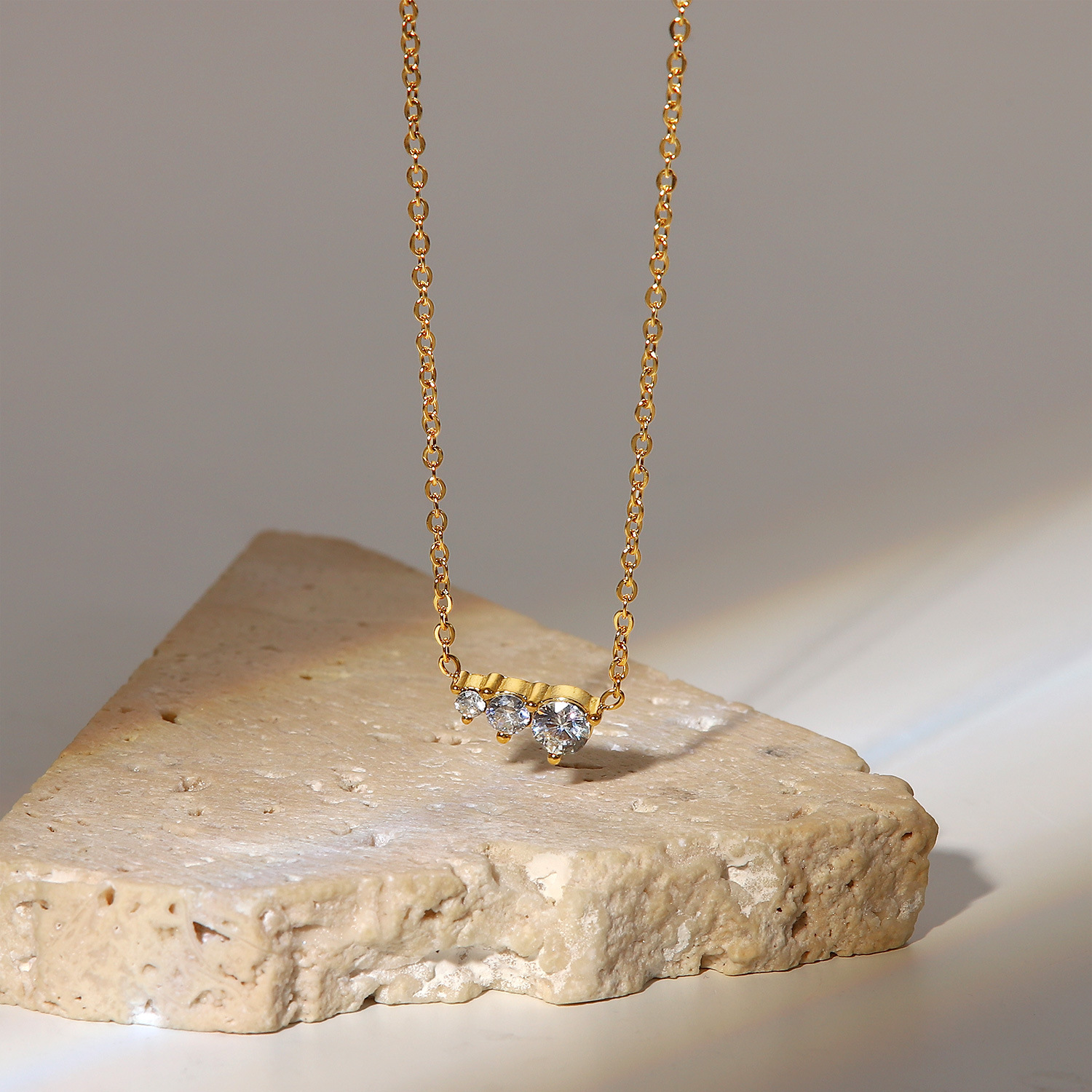 18K Real Gold Plated Plating Material 304 Stainless Steel Pendant Material Wholesale Jewelry Retro Fashion Geometric Stainless Steel Plating Necklace