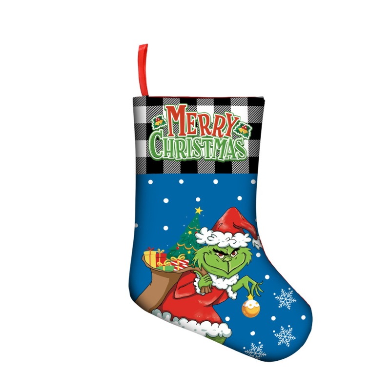 国境を越えた新しいクリスマス祭りパーティー装飾クリスマス装飾グリーン奇緑毛怪クリスマス靴下ギフトバッグ|undefined
