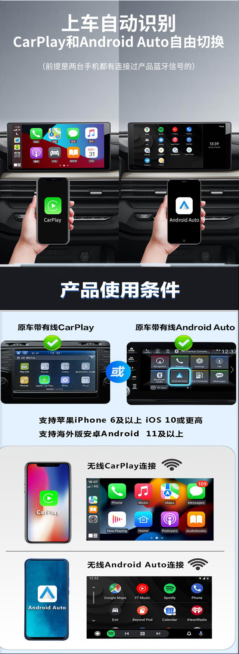 Cross-Border Wireless Carplay Box Original Car Wired to Carpaly Module Interconnection Adapter Apple Wireless Version