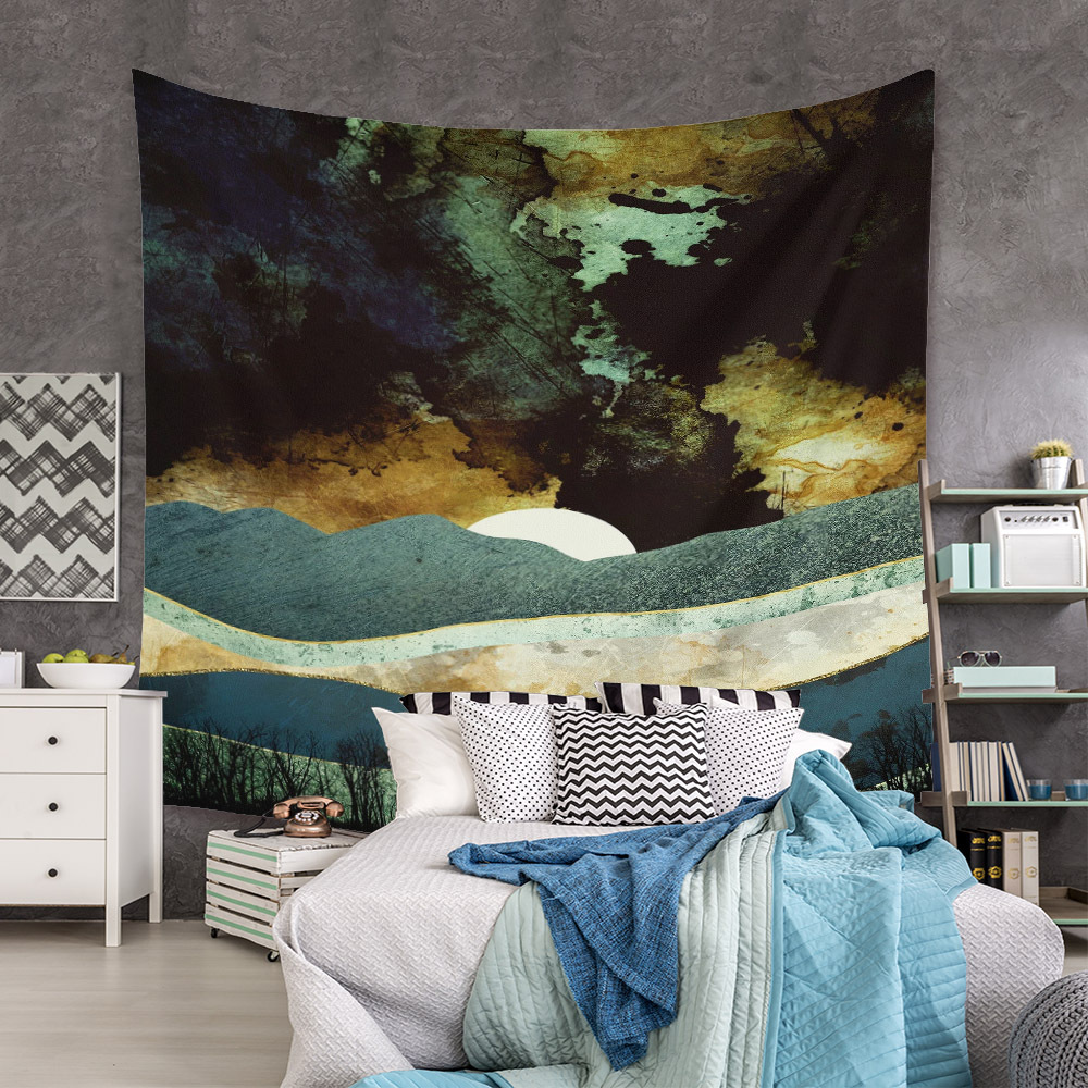 Bohemian Moon Mountain Painting Wall Cloth Decoration Tapestry Wholesale Nihaojewelry display picture 208