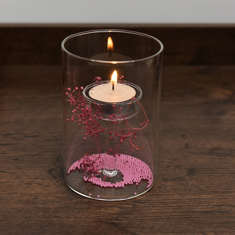 De estilo europeo cilindro de cristal huracán candelabro lámpara de aceite a prueba de viento titular de la vela decoración del hogar creativo con velas cena regalo