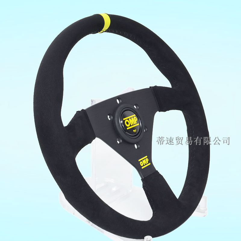 New Car Modified Steering Wheel 13inch Omp Frosted Leather Black Frame Competitive Racing Jdm Universal Leather Steering Wheel