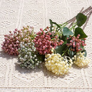 Simulation hydrangea single branches 2 head branches, hydrangea flower buds, simulation flowers fake flowers home mall wedding decorative flowers