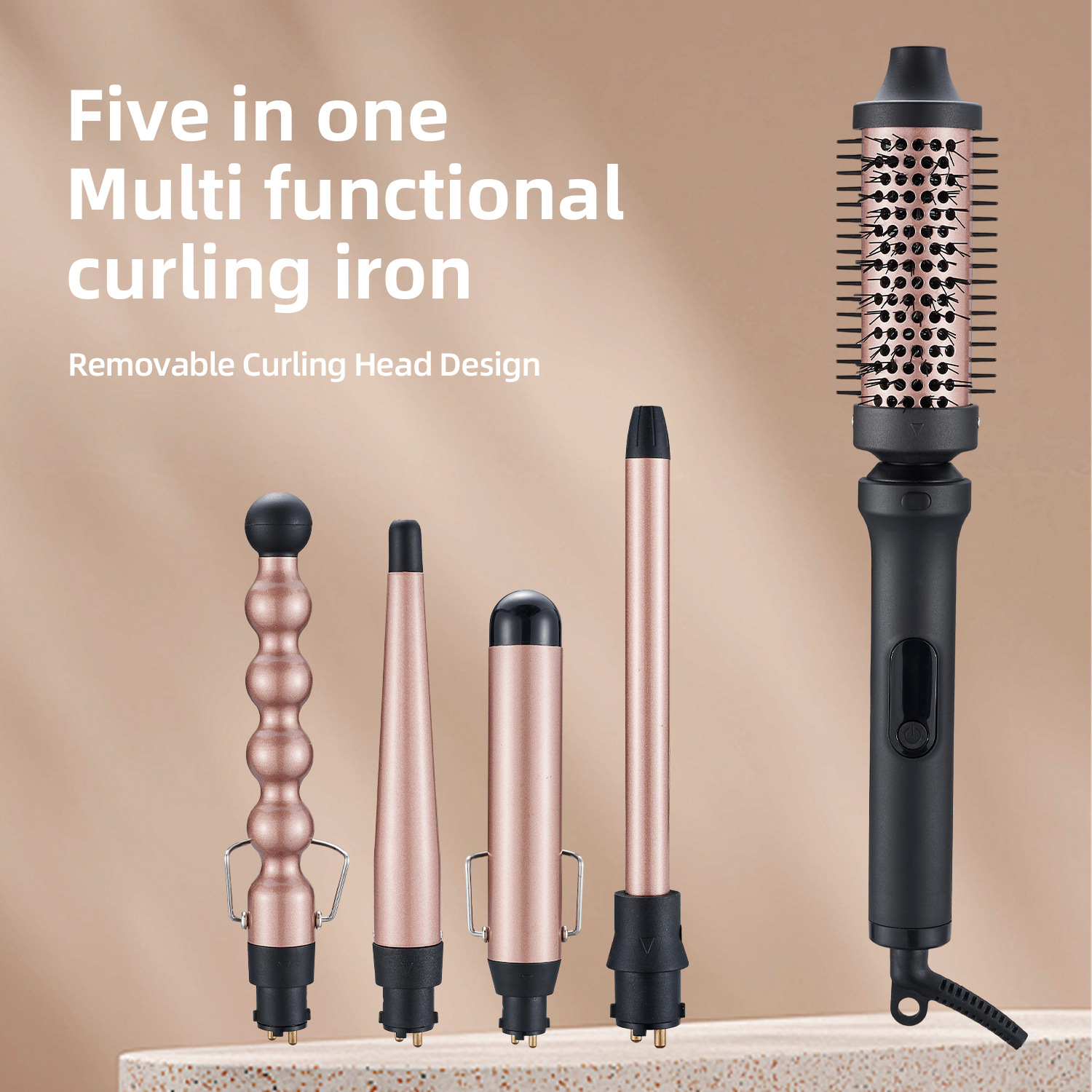 Cross-Border Amazon Five-In-One Interchangeable Curling Iron, Straightening Iron, Interchangeable Head Egg Roll Curler, Fluffy Comb with Interchangeable Heads