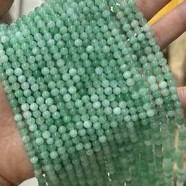 豆青色缅甸玉diy圆珠子散珠手工串珠优化天然石饰品配件工厂直销