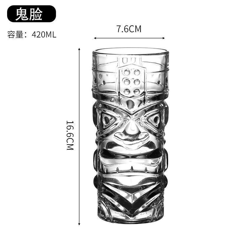 Jin Baijia creativo taza de jugo de vidrio Hawaiano Tiki cóctel taza bar Tiki tótem taza mueca taza