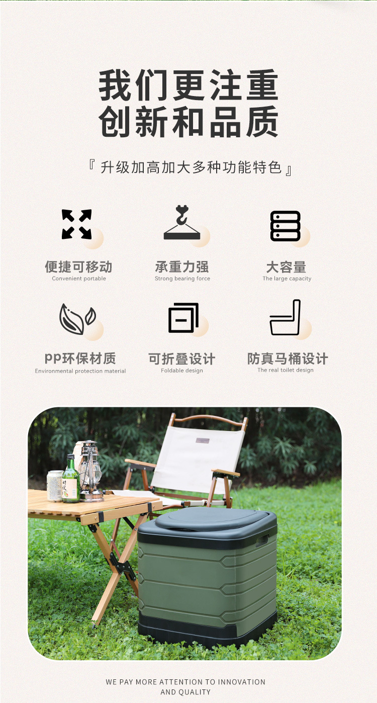 Car/Outdoor Folding Toilet Outdoor Camping Car Toilet Foldable Portable Emergency Toilet