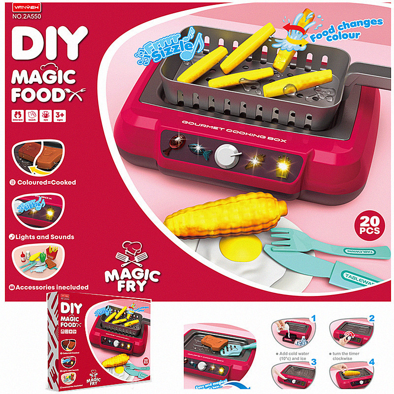 Los niños de comercio exterior juegan a las casitas Cocina de Inducción multifunción con luz de color de alimentos Cambio de cocina vajilla juego de cocina Juguetes