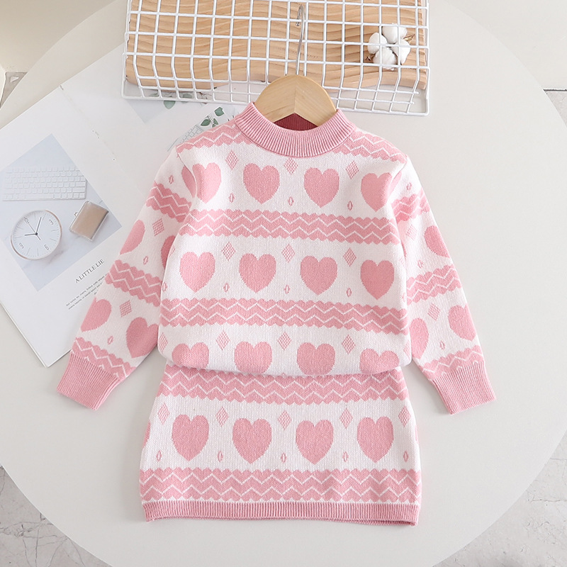 Pullover New Love Niedlich gestrickter zweiteiliger Rock Mädchen Baby Wollkleid Modisch_voghion.com