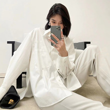 博主同款时髦错落式口袋春夏微皱匹马棉高支棉 BF廓型衬衫+短裤女