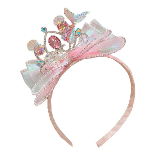 Children's Colorful Mermaid Princess Bow Hair Clip for Girls, Breakable Hair Band for Little Girls, Mermaid Princess Hair Accessories