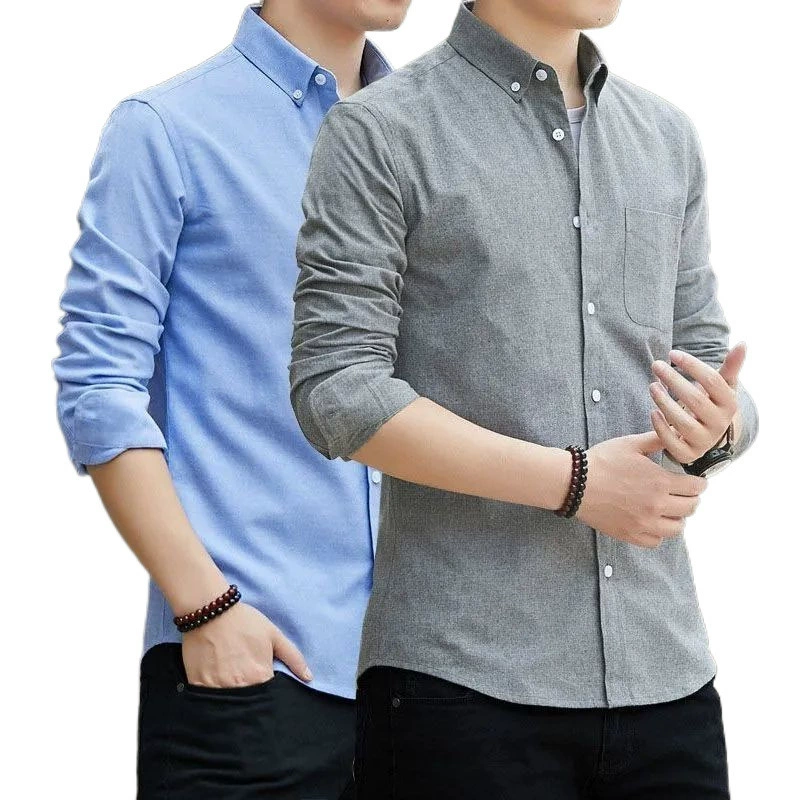 Демисезонная рубашка для отдыха, slim fit, корейский стиль