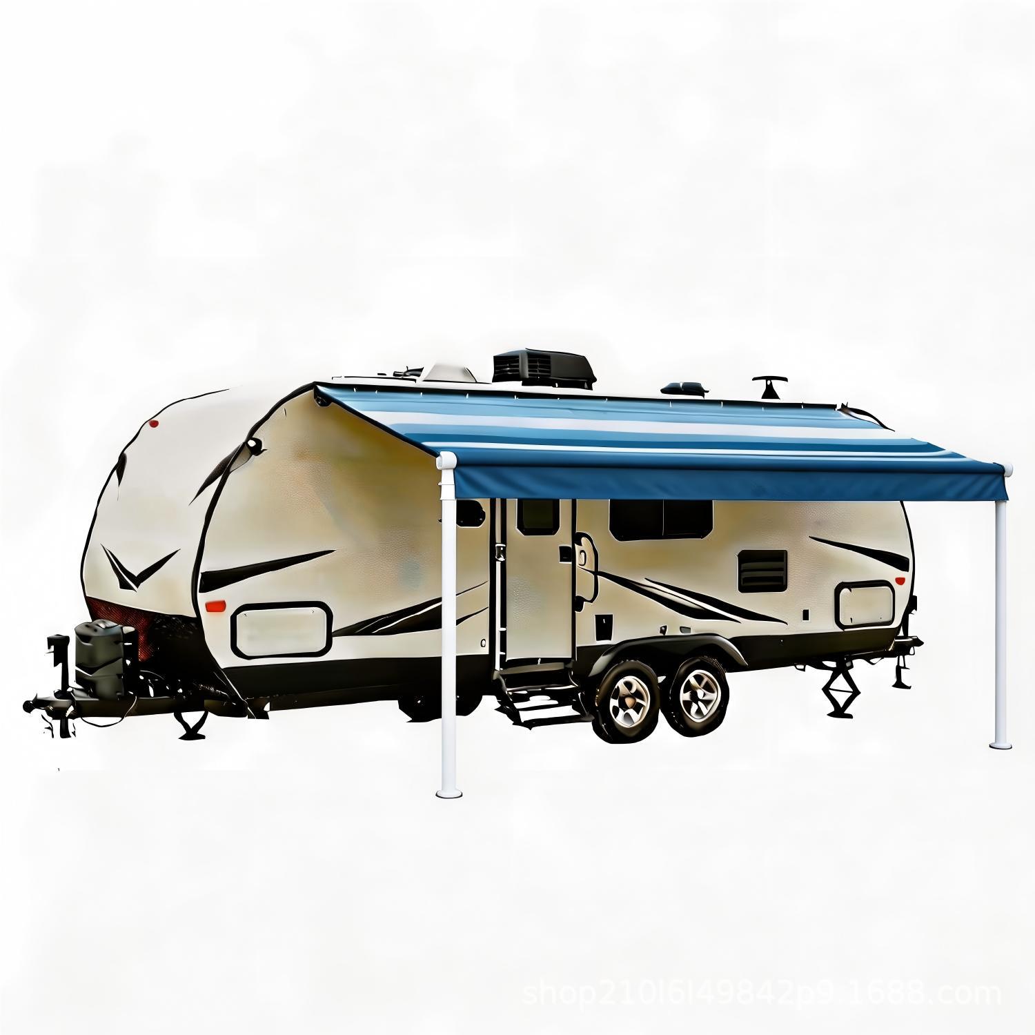 RV manual retractable side awning, roof sunshade, aluminum alloy hand-cranked rainproof awning, waterproof 3000 sunshade