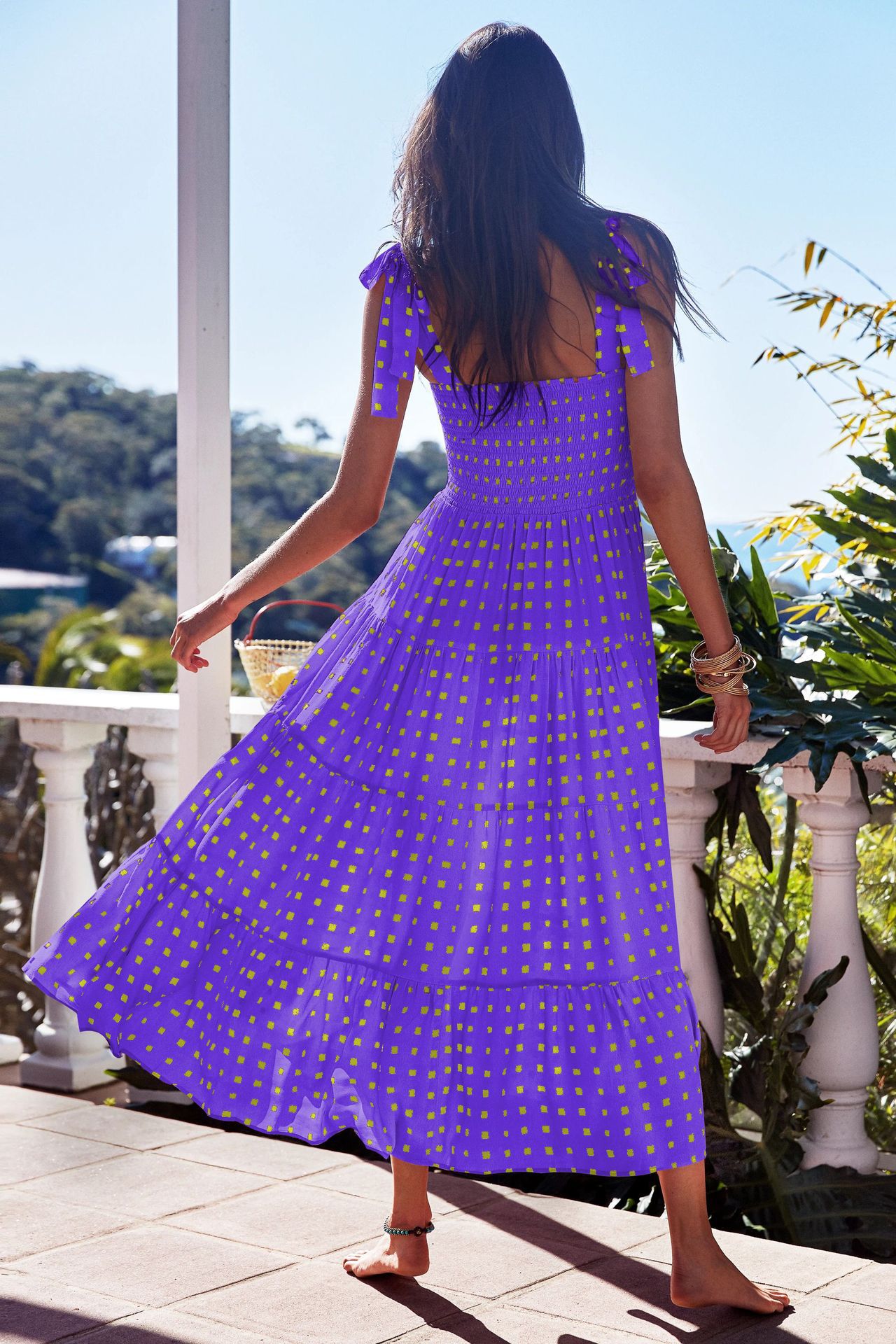 259g Weight Maxi Long Dress Dress Length Type Sleeveless Sleeve Length Regular Dress Dresses Type Regular Sleeve Sleeve Type Polyester Fabric Type High Waist Waist Line Daily Occasion Strap Neckline Regular Fit Fit Type Printing, Polka Dots Pattern Summer, Spring Season Women's Gender Elegant Style Wholesale Women's Elegant Printing Polka Dots Daily Strap Sleeveless Regular Dress 69