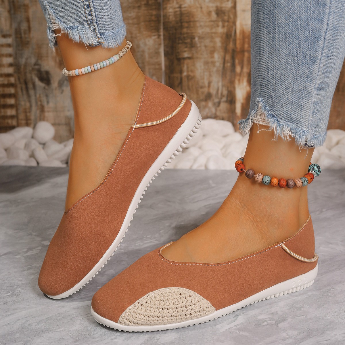 Women's Colour-block Ballet Flats Comfortable Spring Footwear_voghion.com