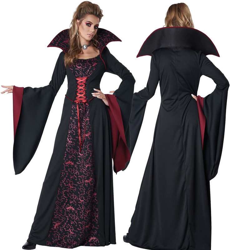 Halloween European And American Game Costumes Vampire Witch Zombie Costume Queen Long Dress Queen Queen Cos Cosplay Stage Performance_ecoleips.com