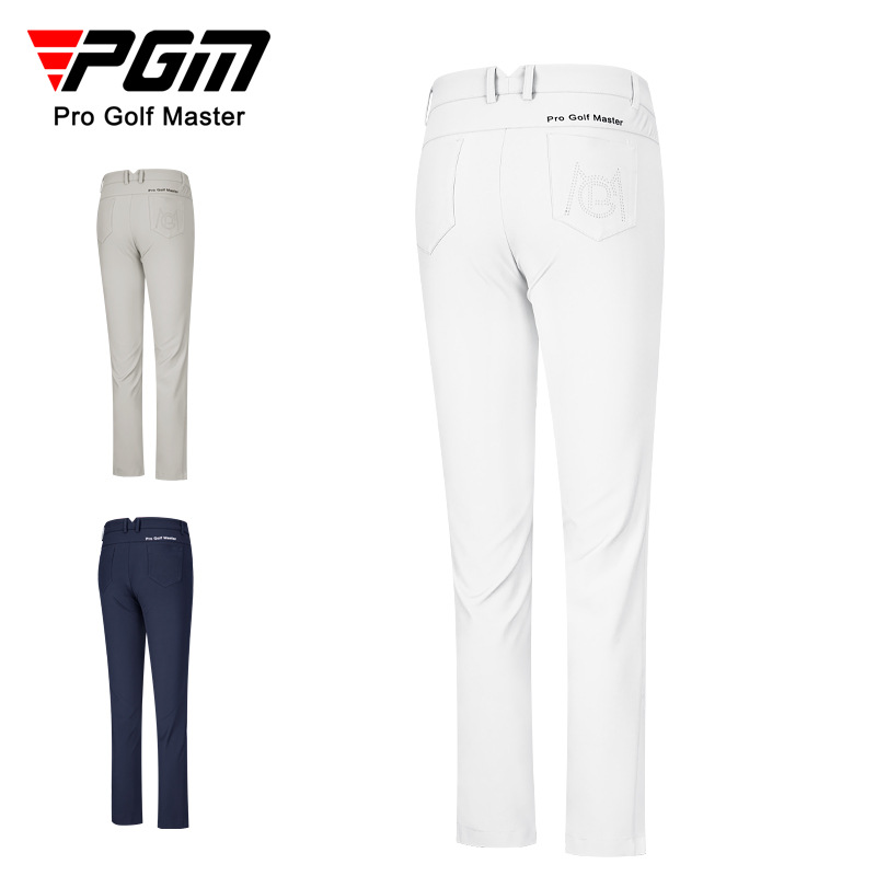 Quần dài nữ chơi golf PGM mùa thu đông, vải thun gió ấm áp, co giãn hai chiều — KUZ143-màu trắng