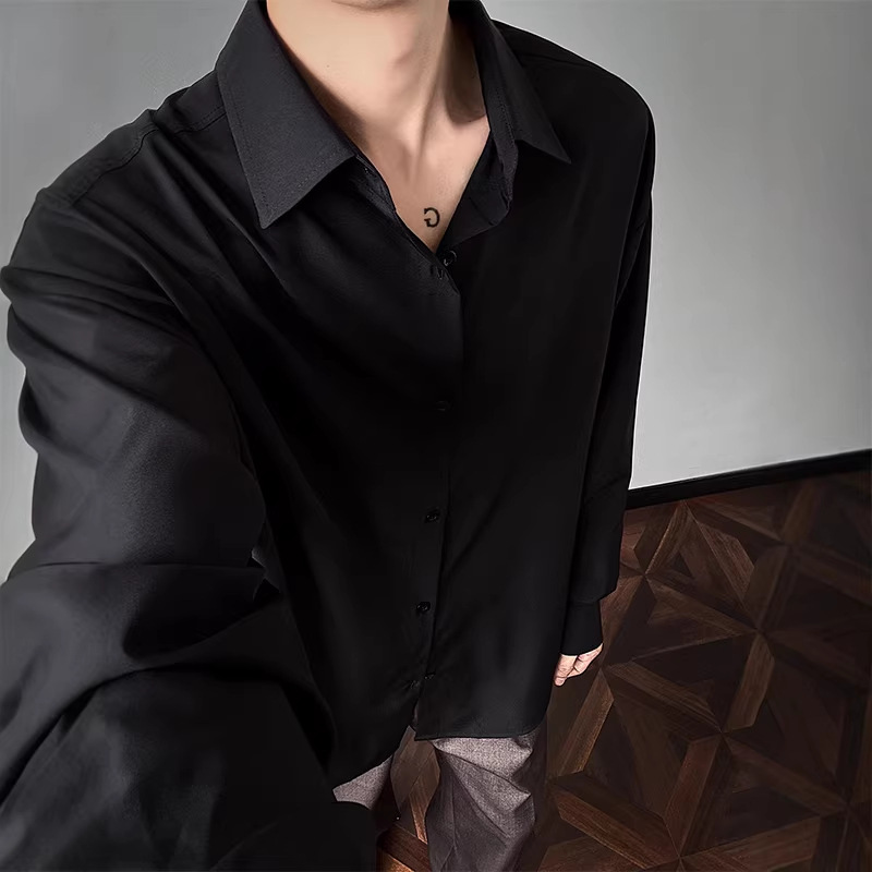 American Long-Sleeved White Shirt Men's Spring and Autumn British Style Husband-Like Wear Large Size Drapey Loose Shirt Jacket