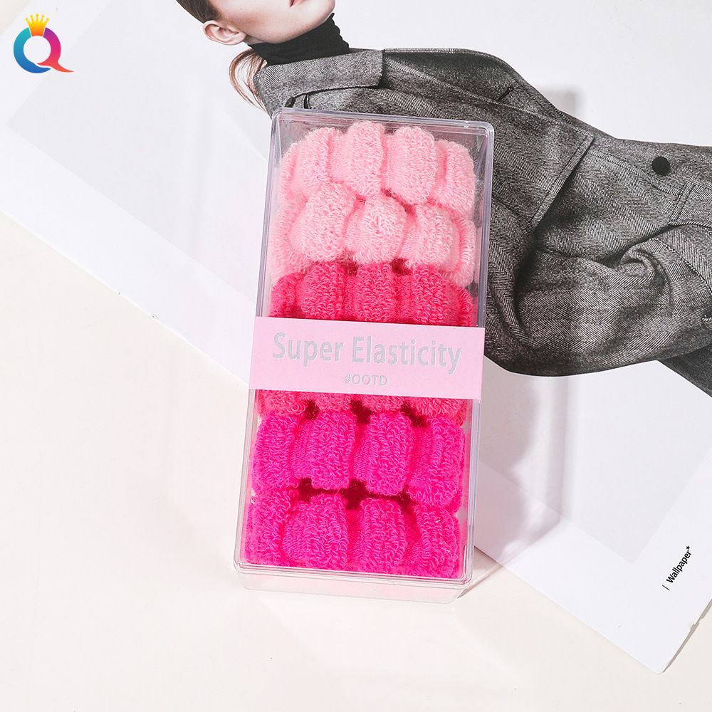 Banda para el cabello anillo de toalla elástico alto banda para el cabello sin costuras gran cabeza gruesa cuerda en caja banda de goma Simple color caramelo verano