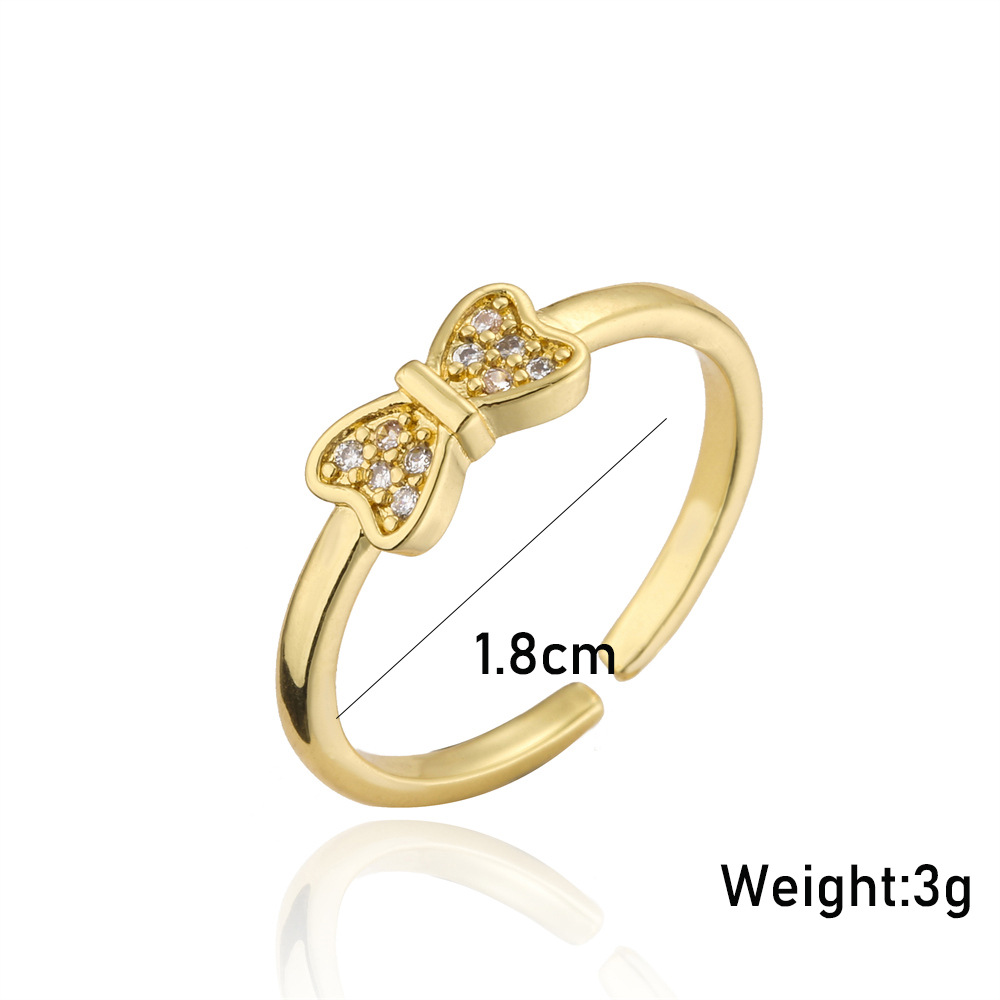 Neue Einfache Goldene Persönlichkeit Offener Ring Aus Kupfer Mit Mikro-intarsien-zirkon-schmuck display picture 2