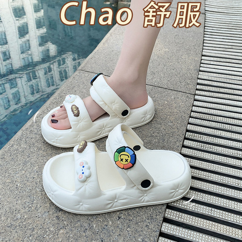 Summer sandals that feel like stepping on shit, women's outer wear two-pair breathable slippers for men and women, thick-soled Internet celebrities, middle-aged children's EVA sandals wholesale