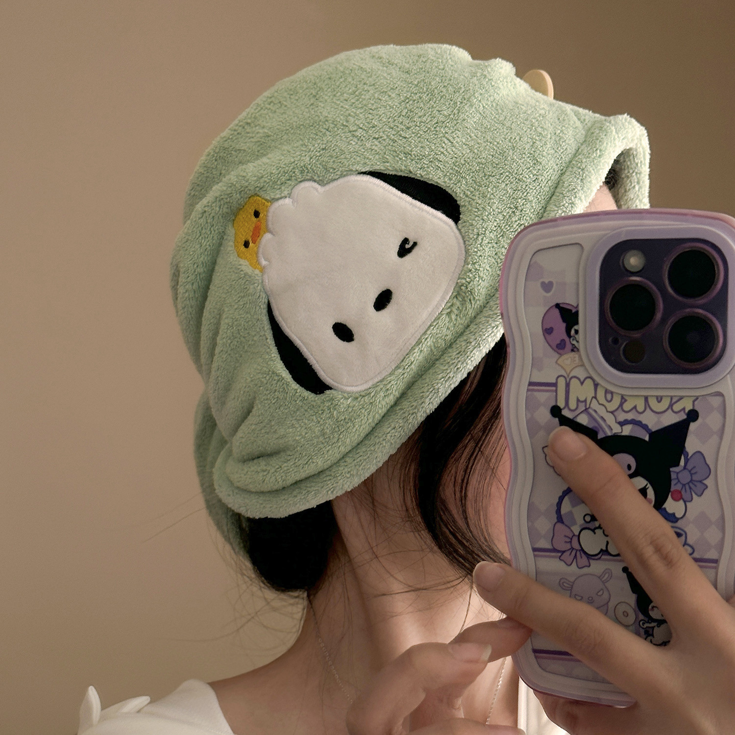 Pacha Dog Dry Hair Cap Cute Cartoon Ins Student Dormitory Water-Absorbent Quick-drying Bag Turban Coral Velvet Towel Shower Cap