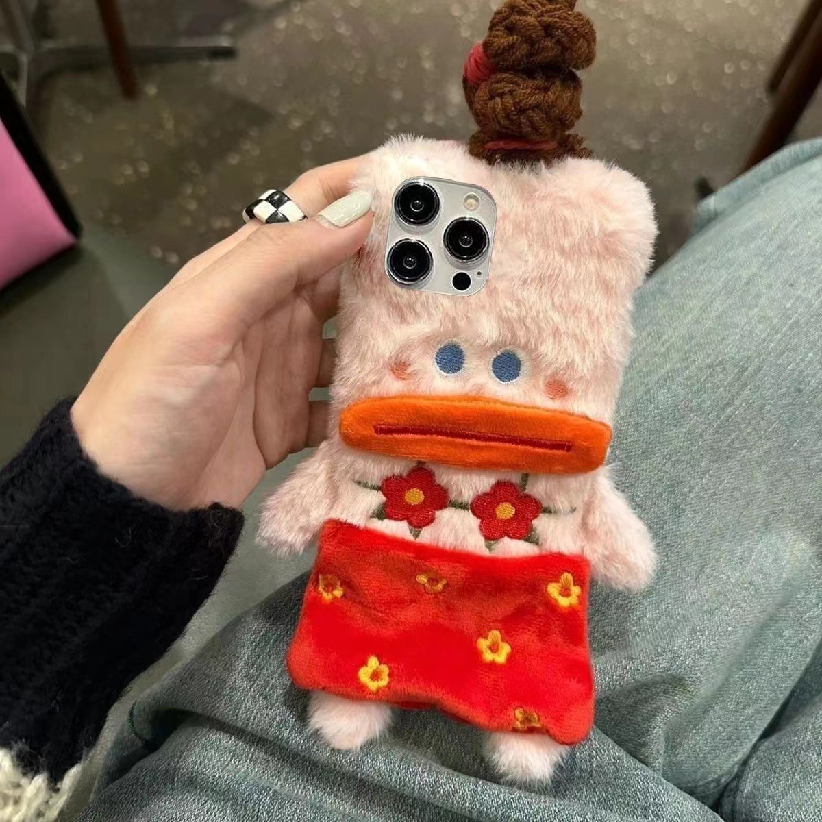 Plush Funny Sausage Mouth Phone Case For IPhone 16 Pro, 14, 15 Plus, 13, 12X, Anti-Fingerprint_voghion.com