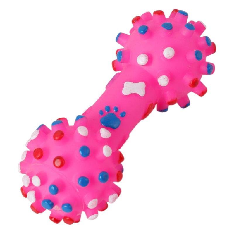 En stock al por mayor de vinilo de fabricación de sonido pequeña espina mancuerna juguete pipetao perro molar dientes limpieza perro juguete