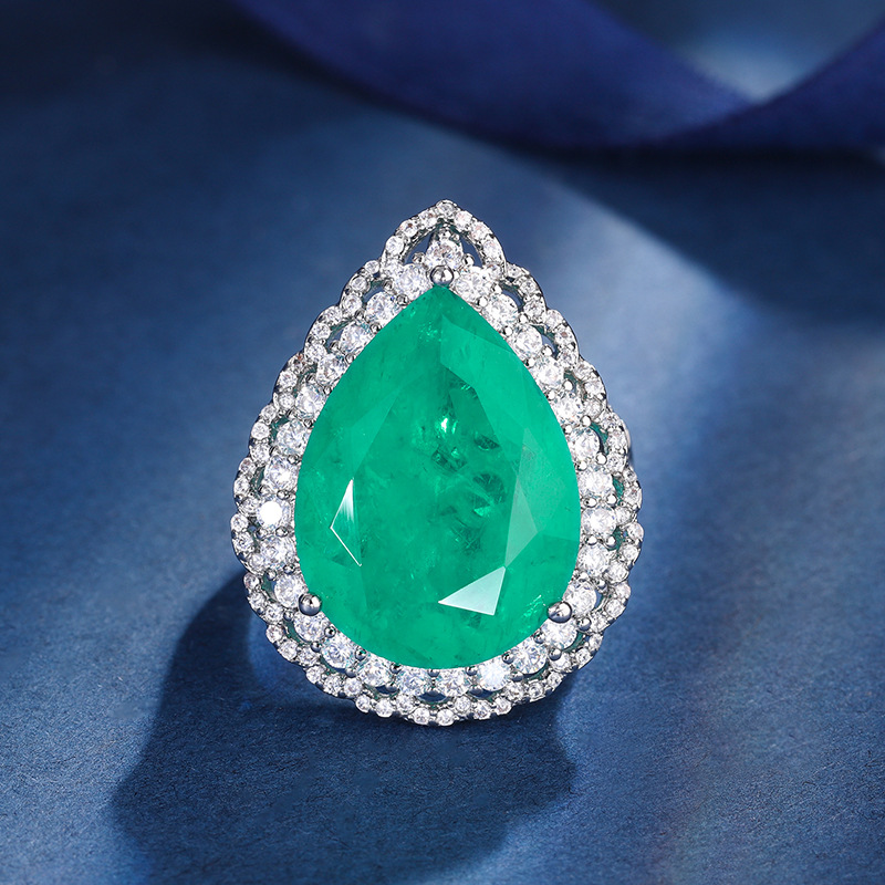 Zhuang Sheng joyas cobre Fondo chapado en oro europeo y americano traje simulación color tesoro gota de agua diamante-incrustado luz lujo temperamento traje 15*20