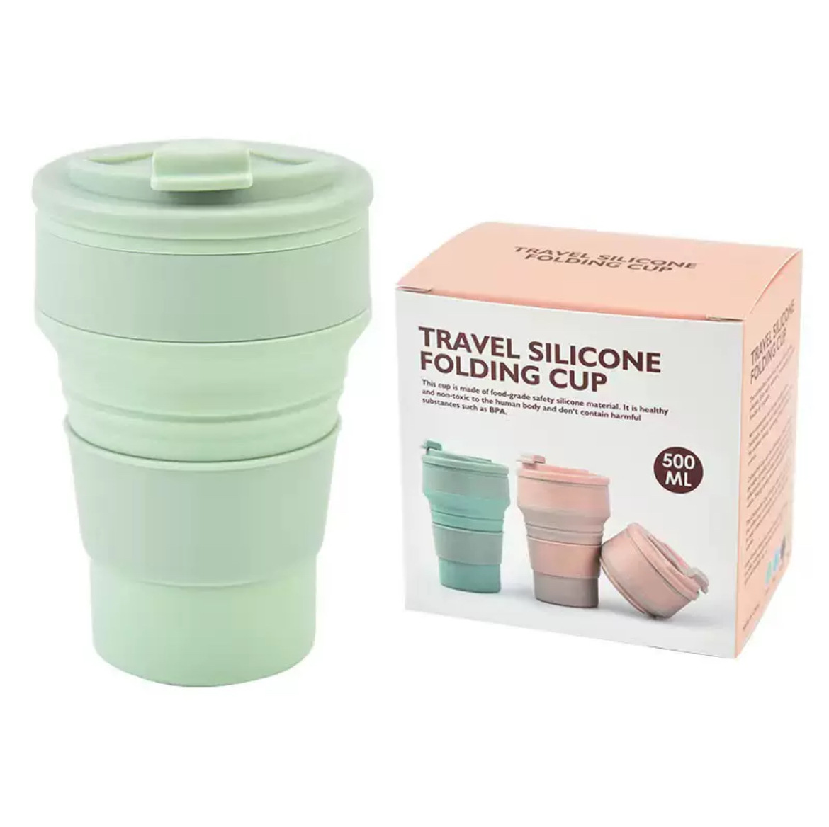 Taza plegable de silicona portátil transfronteriza de gran capacidad de viaje de negocios acampando taza de café de mano taza de jugo de viaje taza de enjuague bucal