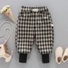 Plaid boot pants spring and autumn style apricot large plaid