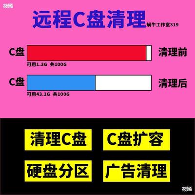 远程c盘清理笔记本台式硬盘分区扩容合并瘦身优化DEFG盘内存满了