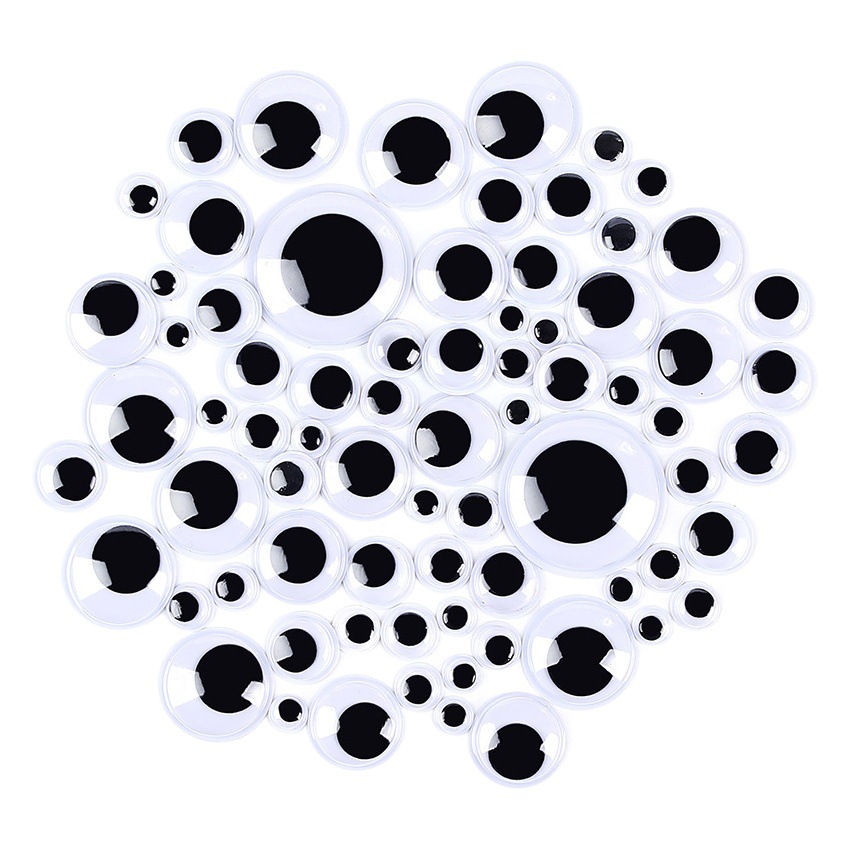 Colorido correa de ojo móvil ojo adhesivo DIY animal hecho a mano correa de ojo de pestañas pegatina Ojo Blanco y Negro