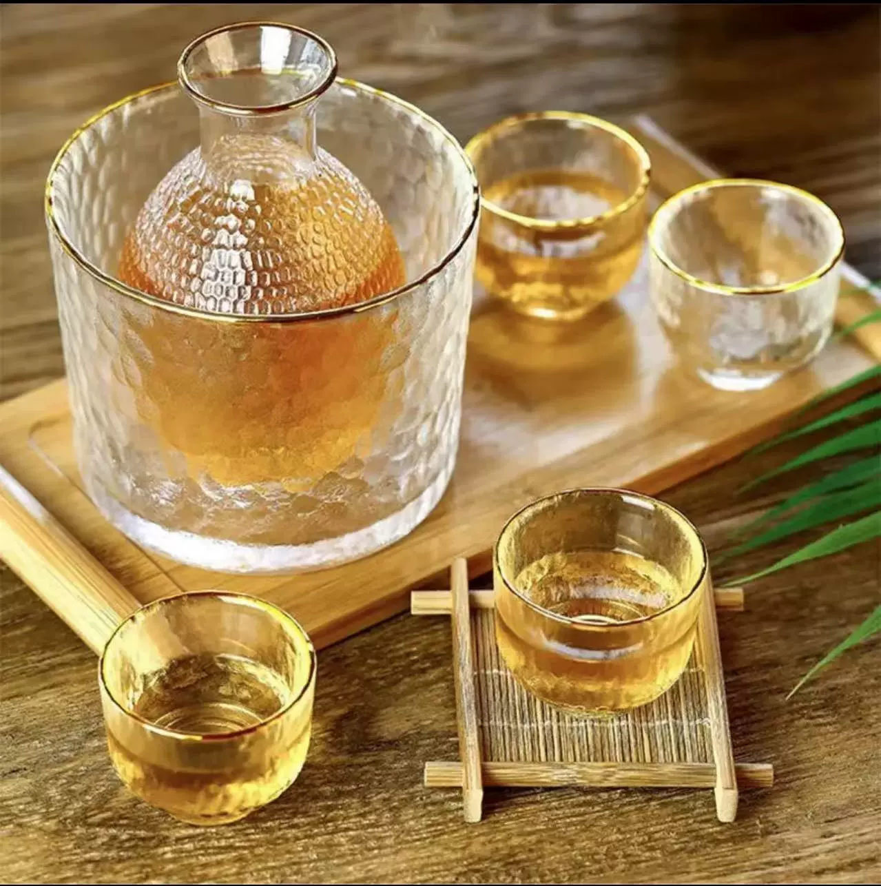 日式清酒壶套装透明玻璃黄酒温酒器 夏季仪式感冰镇青梅米酒酒器