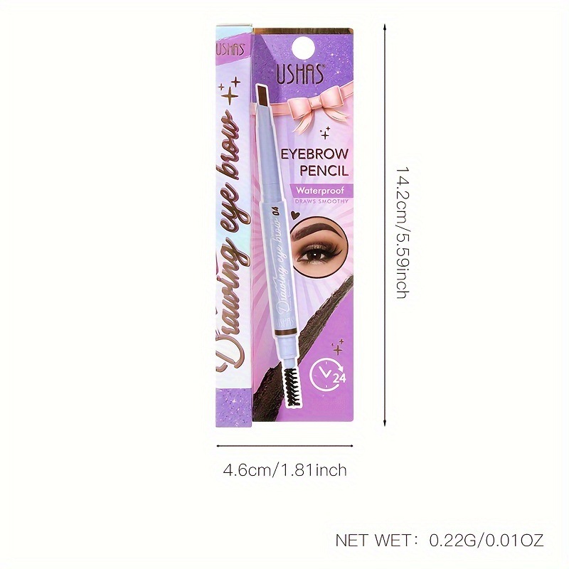 USHAS European and American Cross-border spot lápiz de cejas de doble cabezal viene con un cepillo de cejas impermeable, no fácil de manchar y fácil de colorear TP350F