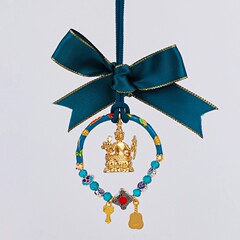 Thai Buddhist amulet LP Suban 2564 Erawan Buddha car hanging peacock blue car rear view mirror hanging car pendant