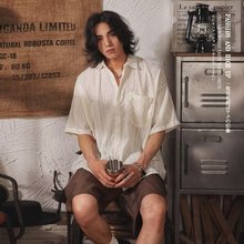 日系复古小众设计垂感短袖衬衫男潮牌民族风痞帅休闲男士衬衣外套