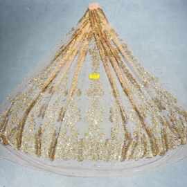 现货洒金花型款花型110#LC3013婚纱礼服面料 网纱 喷金花型面料