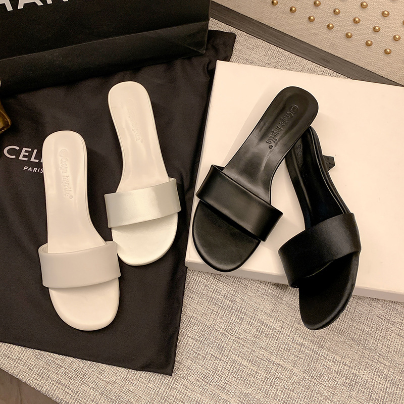 Madre de uva ~ Estilo simple, temperamento, seda, tacones altos, gatitos, sandalias y pantuflas, uso de verano para mujeres